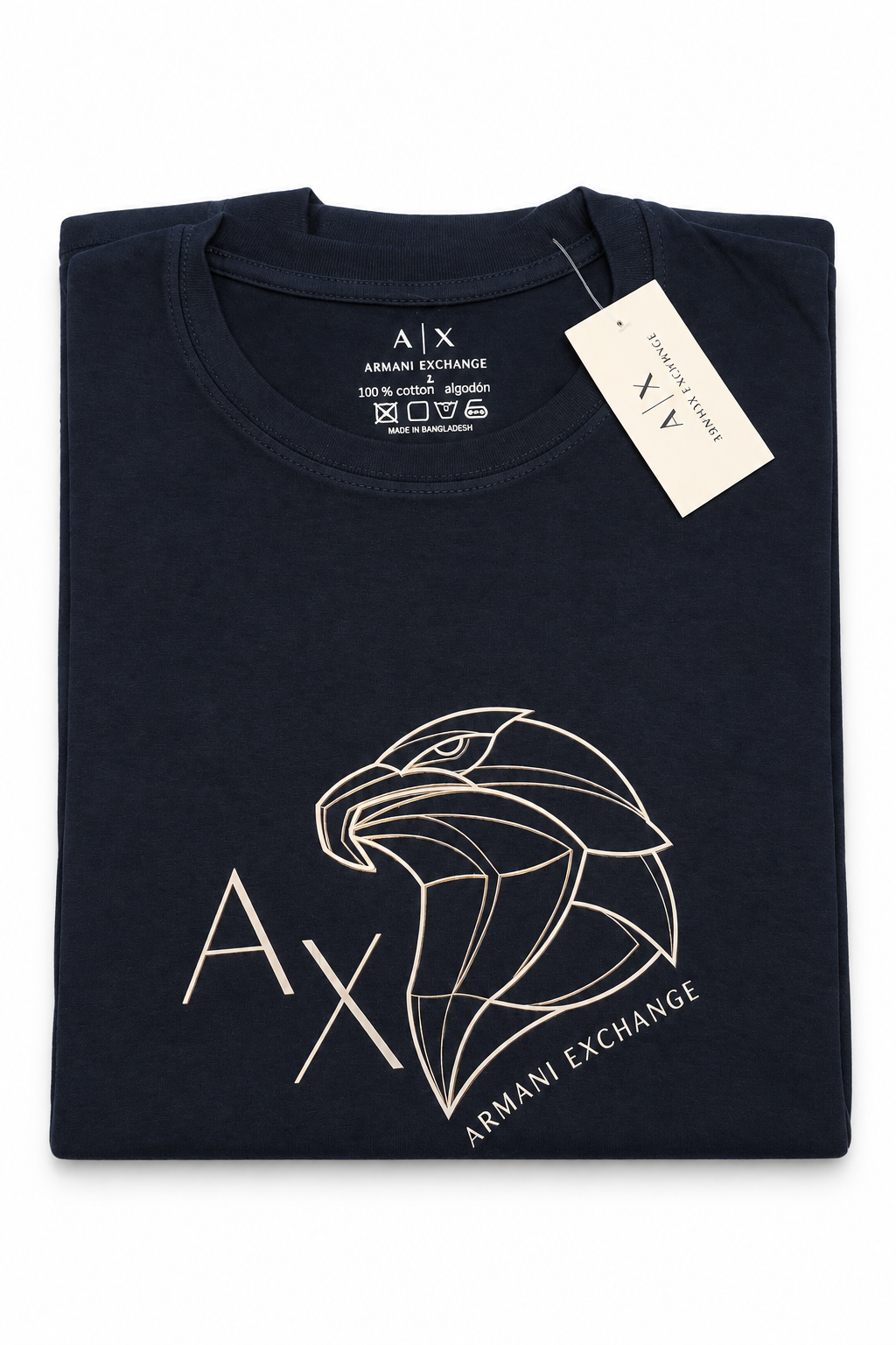 Polera Armani Exchange azul marino con águila geométrica