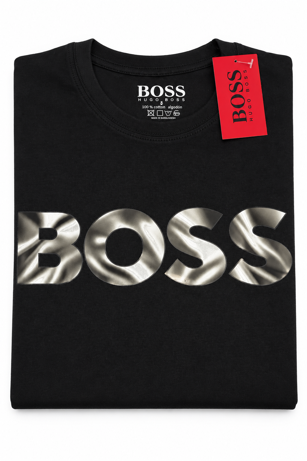 Polera BOSS con logo efecto metálico
