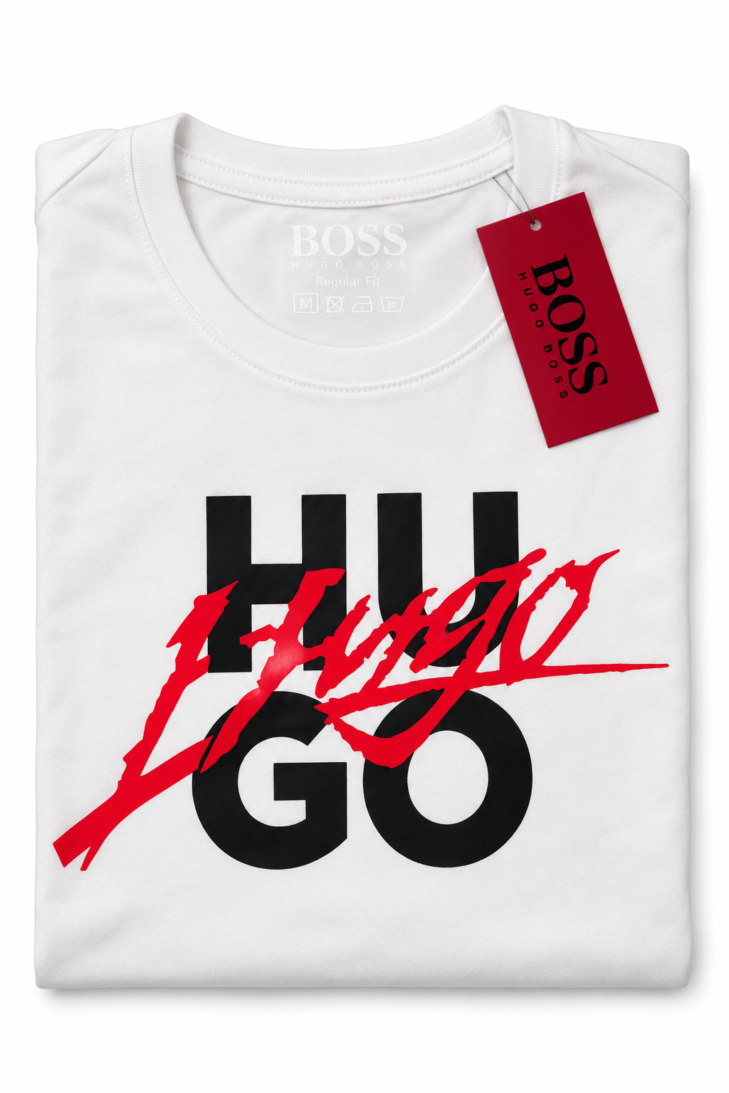 Polera HUGO con estampado grafiti rojo