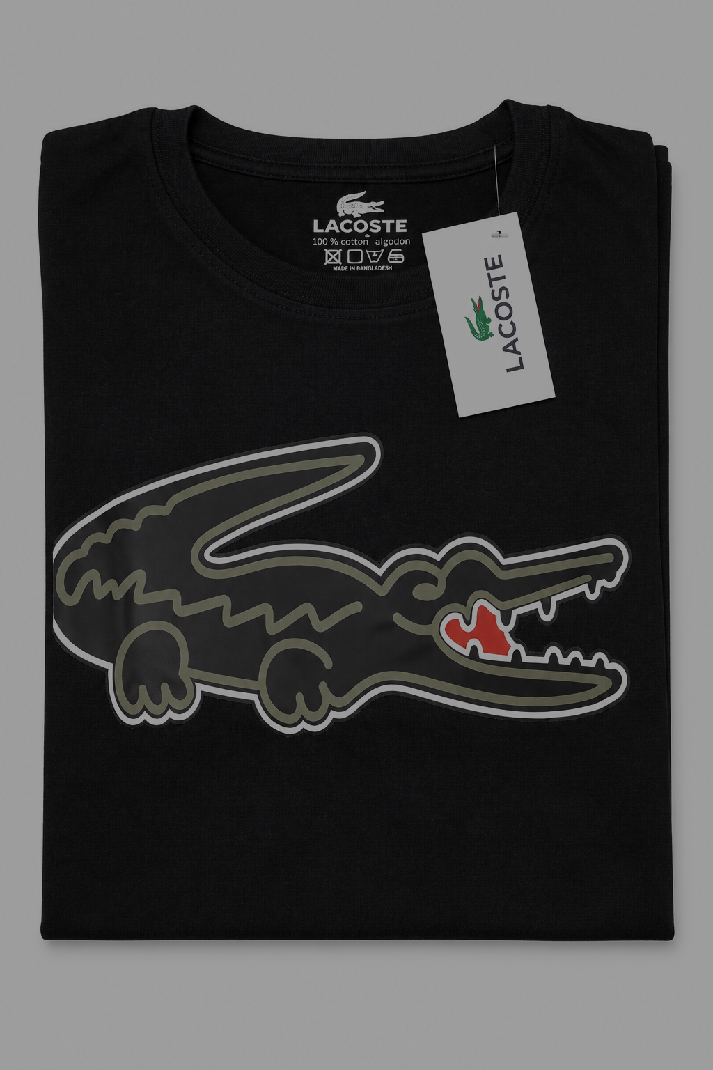 Polera Lacoste negra con cocodrilo