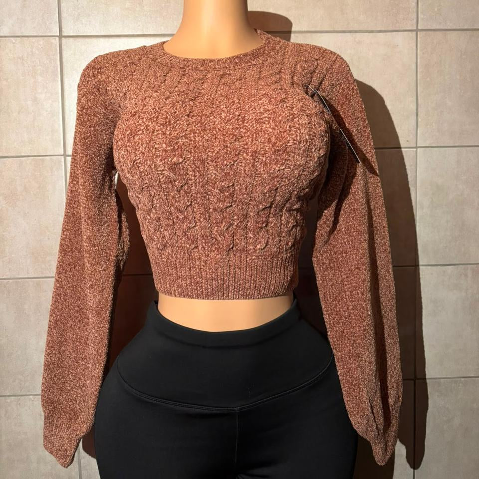 Suéter Crop de Punto Trenzado — Extra Suave